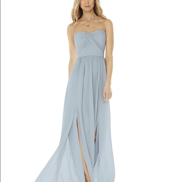 Social Bridesmaids Dresses & Skirts - Strapless Georgette A-Line Gown Blue Mist